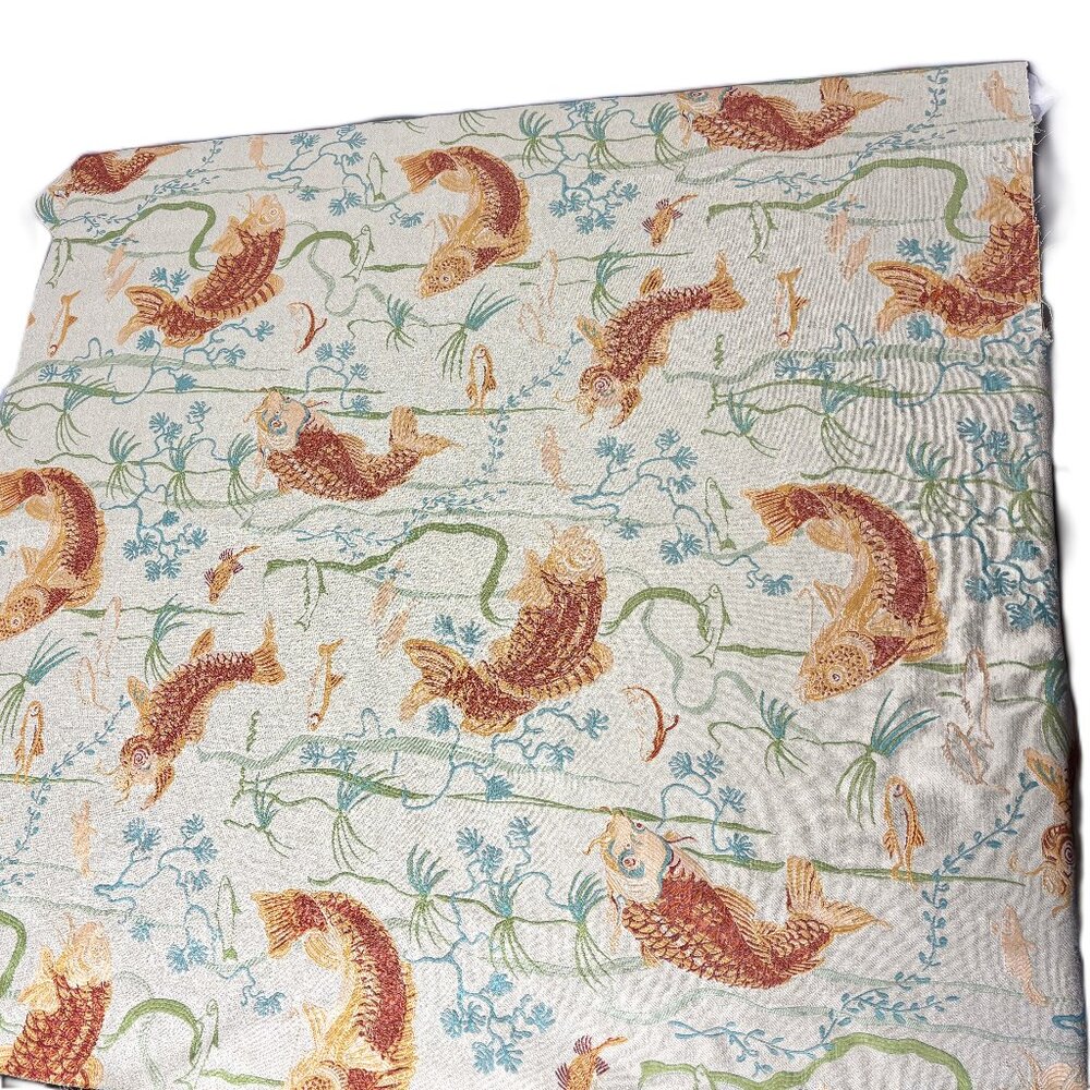 Koi Japanese inspired Jacquard woven Upholstery Fabric Remnant 40" x 52" NWOT - Picture 5 of 15